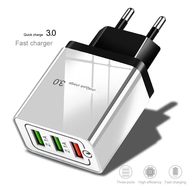 Сетевое зарядное устройство с 3 USB портами и поддержкой быстрой зарядки 18
