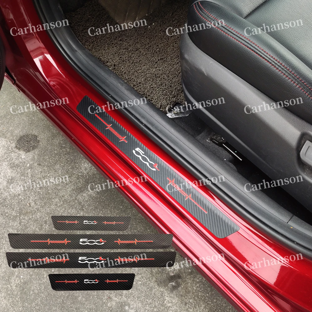 

For Fiat 500L 500 L Accessories Car Door Sill Leather protector Sticker Strip Auto Scuff Plate pedal Styling Trim 2015 2017 2020
