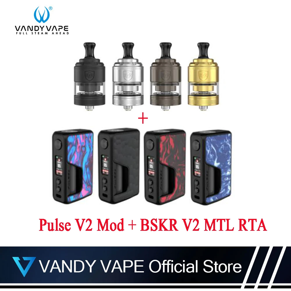 Оригинальный ВАНДИ Vape BSKR V2 MTL RTA Tank Atomizer с Vandy Pulse 21700 коробка Mod вейп комплект