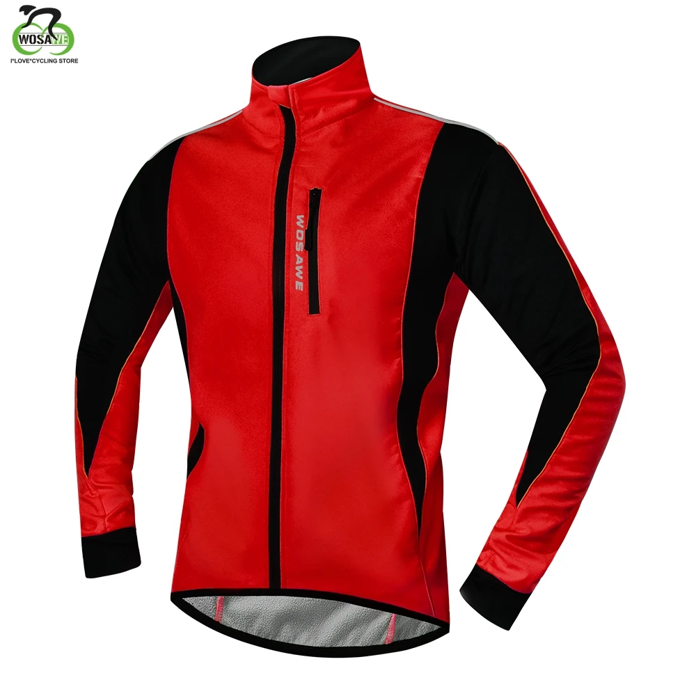 

WOSAWE Men's Thermal Cycling Jacket Winter Warm Up Bicycle Clothing Windbreaker Waterproof Sports Coat MTB Bike Road Jersey