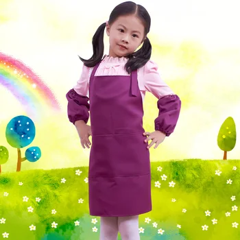 

Children's apron custom kindergarten baby painting apron + cuff set painting clothes 88004 printing LOGO
