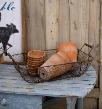 

beautiful countryside vintage rustic metal storage basket