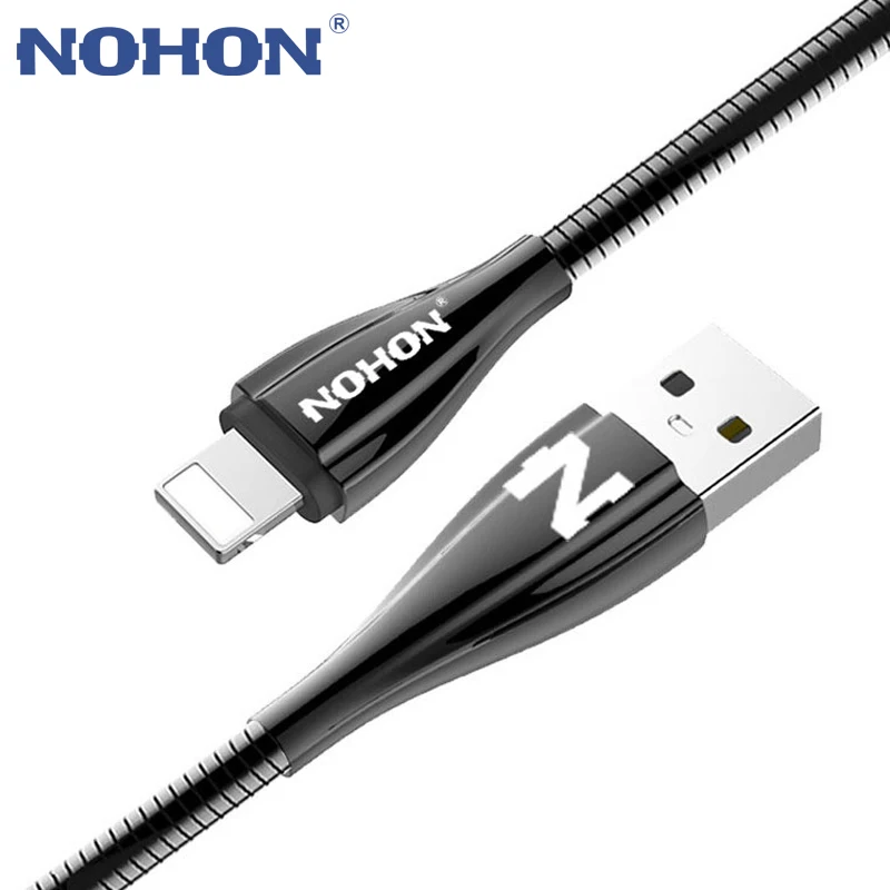 NOHON для iPhone 8 7 6 6S Plus 5 5S USB кабель металлический 8-контактный кабель для зарядного устройства для iPad Mini Быстрая зарядка данных синхронизировать мобильный телефон кабели