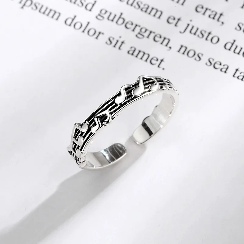 Todorova Retro Musical Note Rings For Women Fashion Jewelry Vintage Opening Adjustable Tail Ring Ladies Party Rings