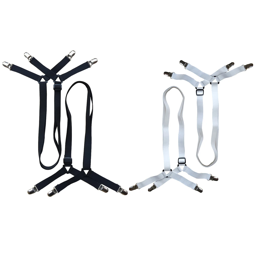  2pcs/Set Bed Sheet Clips Bed sheet Belt Fastener Mattress Elastic Non-slip Clip Blanket Gripper Whi