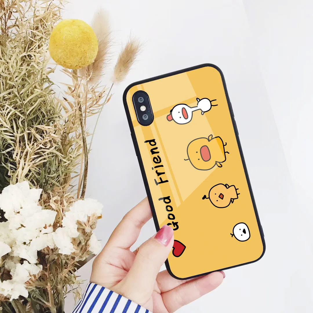 Чехол с милыми мультяшными фруктами для iPhone 11 11 Pro Max i8 i8 Plus i7 i7 Plus, чехол из закаленного стекла для iPhone 6 6s