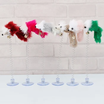

1PC Random Colour Plastic Cat Toys Rocking Mouse Multicolor Sucker Spring Interactive Funny Cat Toy With Bell Pet Supplies