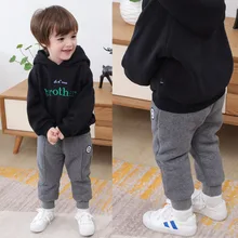 Штаны для мальчиков, зимние плотные спортивные штаны с начесом для детей 0-1-2-3 лет, повседневные штаны с подкладкой для малышей