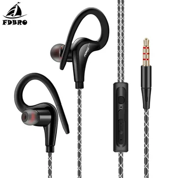 

FDBRO With Mic Ear Hook Sport Earphone Super Bass Sweatproof Stereo Headset Sport Headphone for Huawei Galaxy s6 smart phone