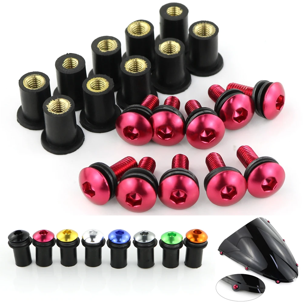 Kit 10 Viti Parabrezza Moto - Bulloni M5x16mm Universali Con Chiave - Oro