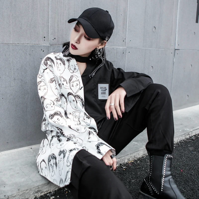 ELFSACK Puprple Panda Print Knit Korean Pullover