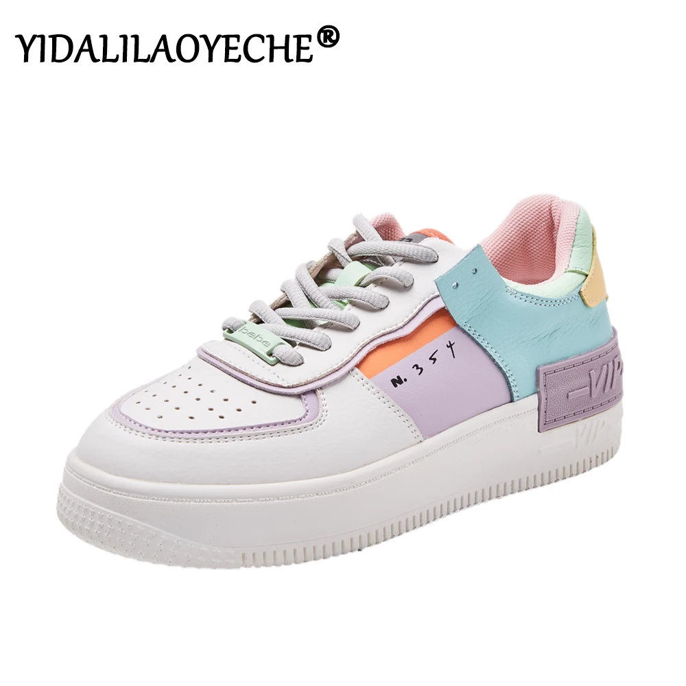 Кроссовки женские на шнуровке повседневная обувь для тренировок круглый носок