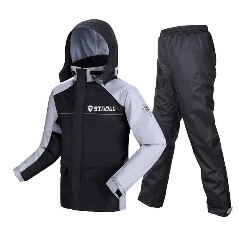 210D Nylon + PU Motorcycle Riding Raincoat Set Rainpants Split Men And women's Thicken Reflective Waterproof Clothing,R-112