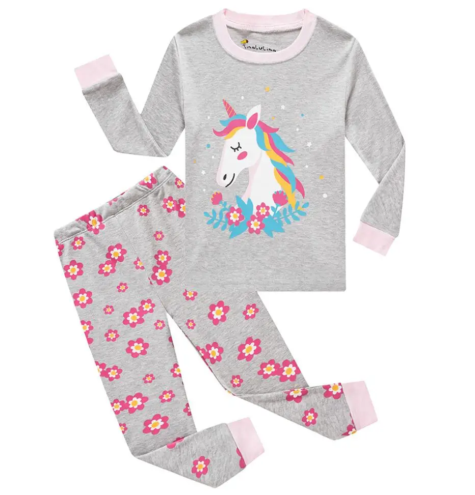 pajamas for kid girl Autumn Children's Clothing Sets Sleepwear Clothes Kids Unicorn Collection Pajamas Set Baby Boys Girls Pijamas Cartoon Home Wear classic children's nightgown