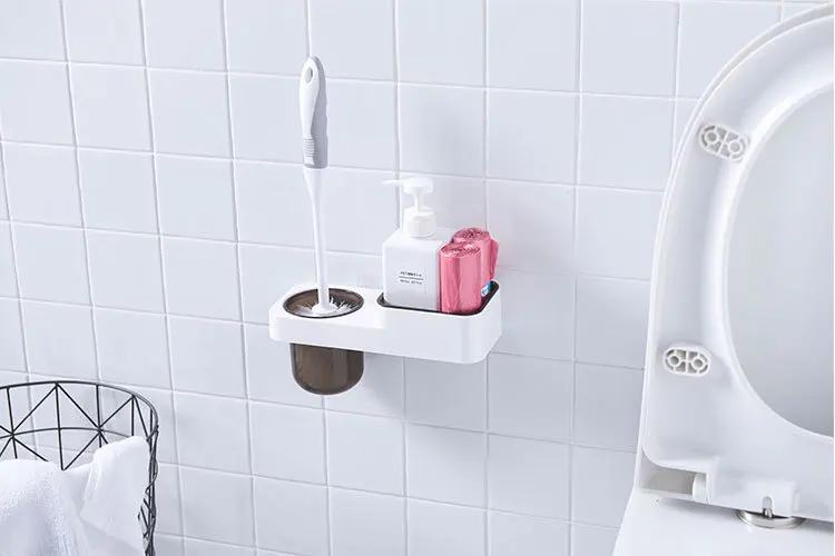 Help You Chamber Pot Brush Storage Shelf Traceless Adhesive Chamber Pot Brush Cleaning Brush Set Hole Punched Chamber Pot Cleani