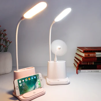 

USB Rechargeable LED Desk Lamp Touch Dimming Adjustment Table Lamp for Children Kids Reading Study Bedside Bedroom Living Room