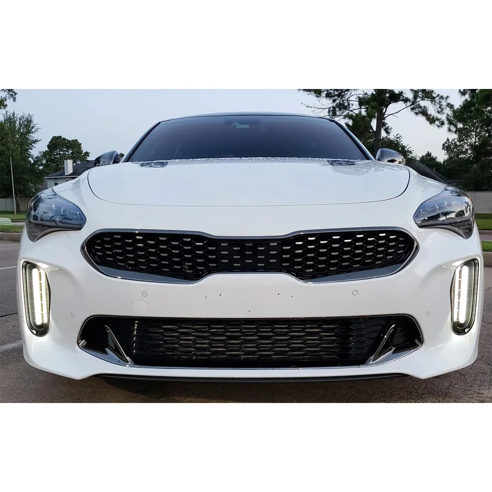 2 pcs/pair Car LED 2 Color Daytime Running Light for 18-20 Kia Stinger Lamp Auto Vehicle Accessories TD326