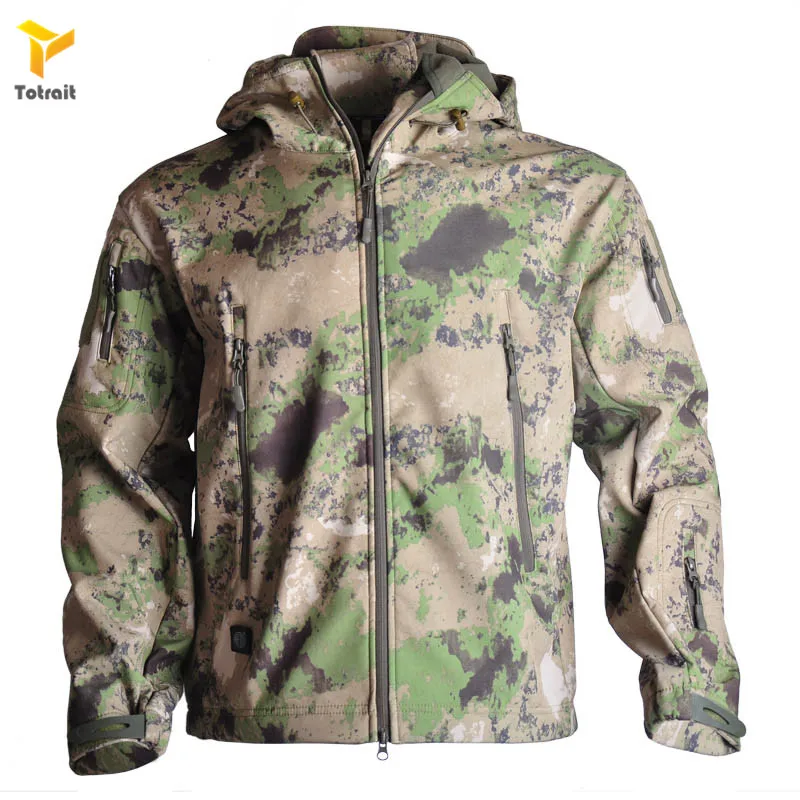 TOtrait Outdoor Military Tactical Hiking Jacket Softshell Outdoor sport Hunting Camping Coat Hooded Army Outerwear