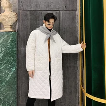 Мужская зимняя свободная повседневная куртка со съемным капюшоном в клетку, длинная куртка с хлопковой подкладкой, верхняя одежда для мужчин и женщин, уличная ветровка, парки, пальто