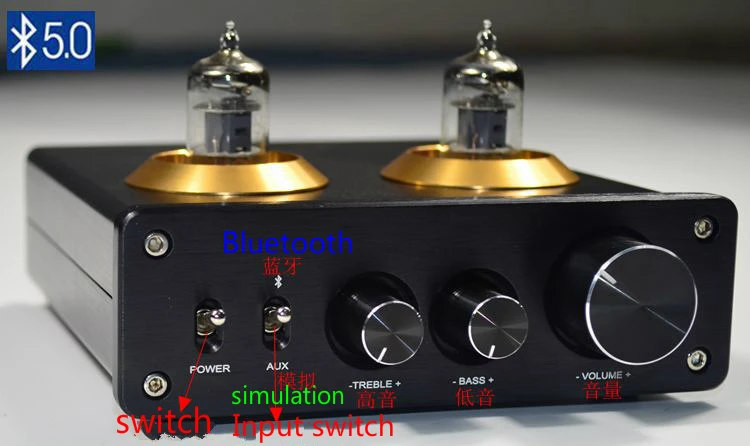 Предварительный усилитель 6J1 усилитель вакуумной трубки HiFi Bluetooth 5,0 предусилитель с тройной Регулировка тона баса домашний звуковой кинотеатр