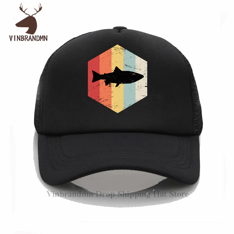 Fishing Hats Trout Fishing Vintage Retro Style For Fishermem Baseball