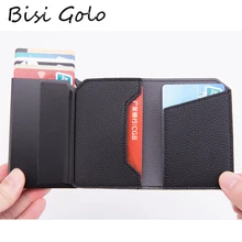 BISI GORO Противоугонный смарт-кошелек из углеродного волокна кредитный держатель для Карт RFID всплывающее клатч мульти мужской и женский чехол для карточек унисекс