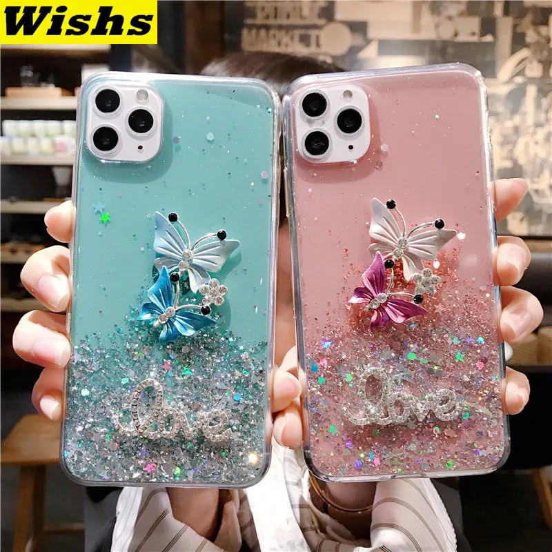 

Luxury Fashion Glitter Diamond Love 3D Butterfly Phone Case For Samsung S20 Plus S11 Plus S10 Plus S9 Plus S8 Plus S20 ultra