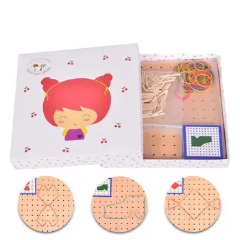 

Kids Montessori Geometric Space Creative Graphic Educational Toys Geometric Nail Board with Card Children Puzzle Learning Toys