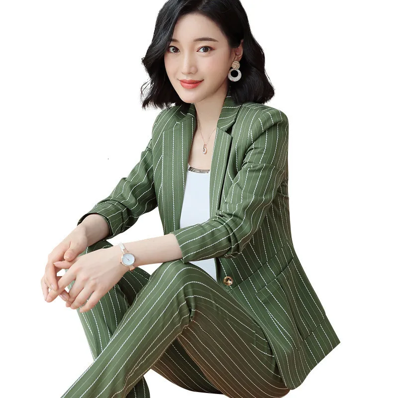 

Fashion Women's Pants Clothing New Enterprise Stripe Long Sleeve Long Pants Office Work Clothes Maternity