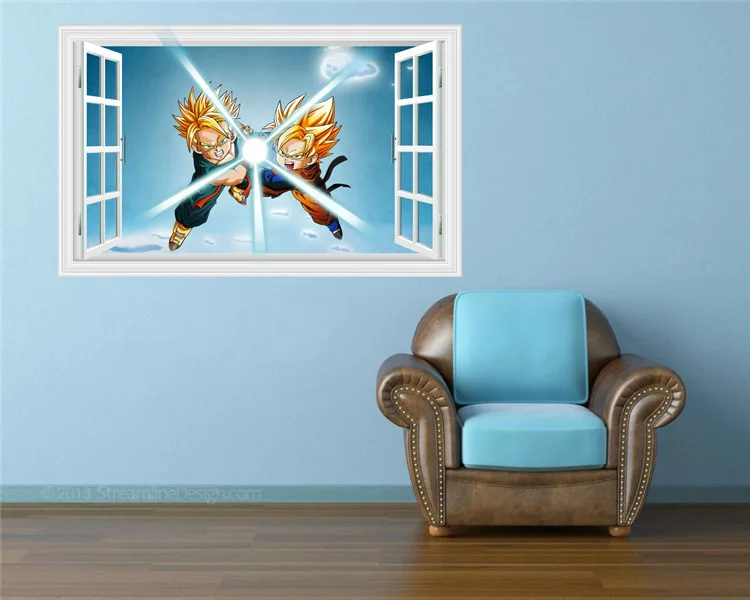 Dragon Ball Съемная Наклейка на стену 3D Аниме Дракон Гоку Вегета настенные фрески разбитая стена декоративные детские спальни декоративные наклейки для дома