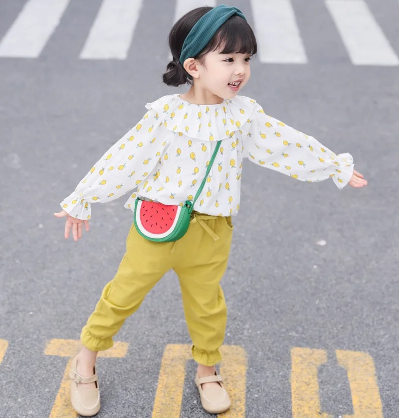 

2pcs Fashion 2019 Baby Toddler Girls Long Sleeve Tops Clothes Pink Flamingo Tshirt Yellow Lemon Outfits for Infant Girl Clothes
