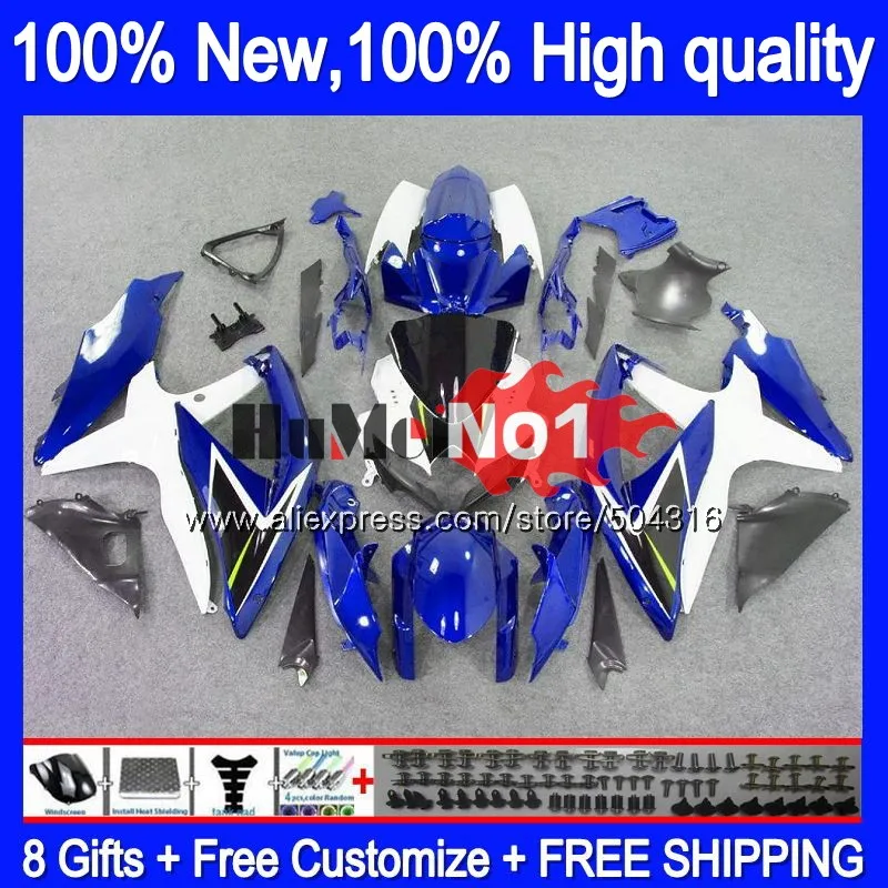 Корпус для SUZUKI GSXR-750 GSXR 600 750 GSXR600 GSX-R750 белого и синего цвета 17MC. 72 GSXR-600 K8 GSXR750 2008 2009 2010 08 09 10 обтекатель - Цвет: No. 1