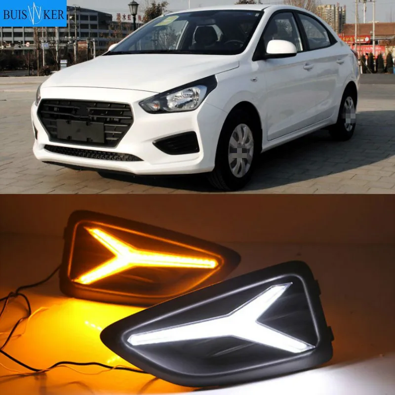 

LED DRL Daytime Running Light Fog Lamp 12V Car Running Lights for Hyundai Accent Solaris Verna 2017-2020