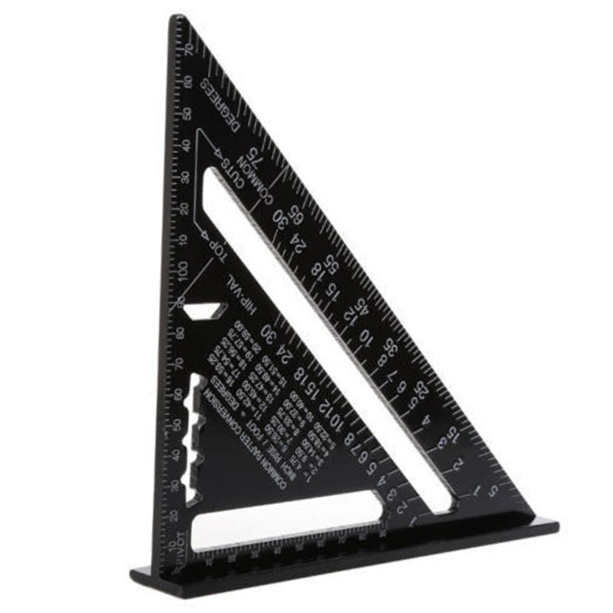 New 7inch Aluminum Triangular Measuring Ruler 90 Degree 45 Degree Triangular Ruler BlackProtractor Carpenter Woodworking