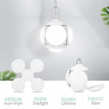 

ABS + PP Garage Lights Folding Football Bulb Night Light Office Basement Work Lighting Sturdy Durable
