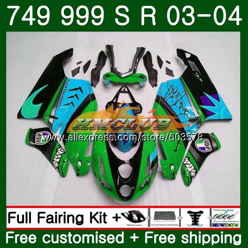 Корпус для поездок на мотоцикле DUCATI 749-999 749S 999 S 2003 2004 2005 2006 комплект 48CL. 74 749 999 S R 749R 999R 999 749 03 04 05 06 Акула зеленый обтекатель - Цвет: No. 1