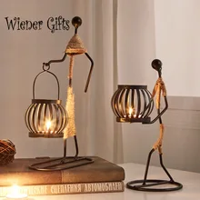 Nordic Metal Candlestick Abstract Character Sculpture Candle Holder Decor Handmade Figurines Home Decoration Art Gift