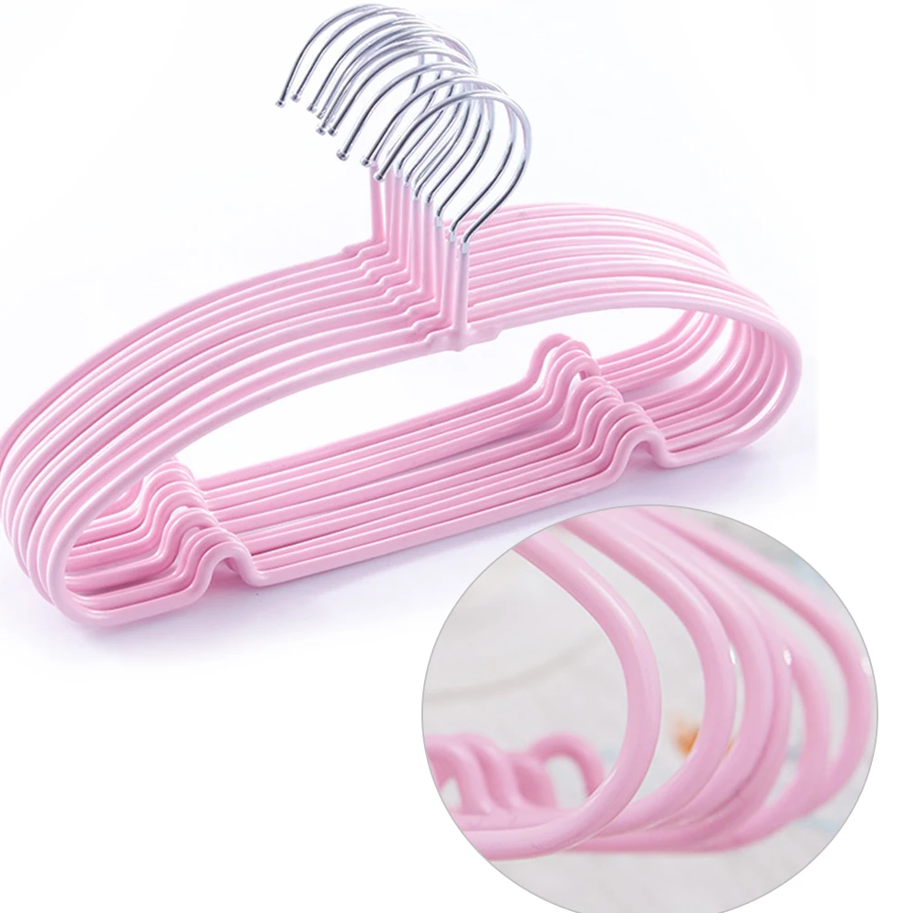 10pcs Coat Rustproof Mini Hanger Anti Skid Storage Candy Colored Groove Design Drying Rack Home Practical Children Clothes
