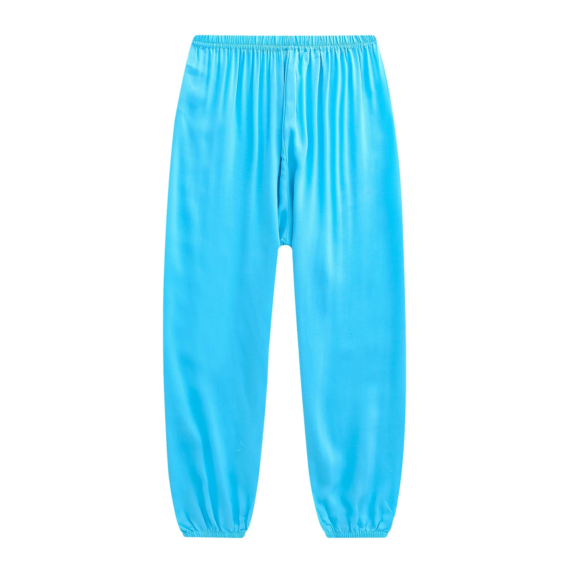 light blue Штаны для родителей и ребенка женские, яркие цвета, спортивные, для йоги, хлопковые, шелковые пижамы, брюки для отдыха размера плюс S-XXXL, одинаковые комплекты для семьи - Цвет: light blue