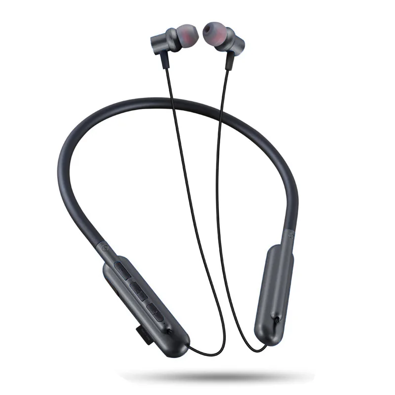 Черный T27 Беспроводные наушники с микрофоном Bluetooth 5,0 наушники стерео Бас Магнитная гарнитура поддержка TF/SD карты Спорт Бег Handsfree F - Цвет: Черный