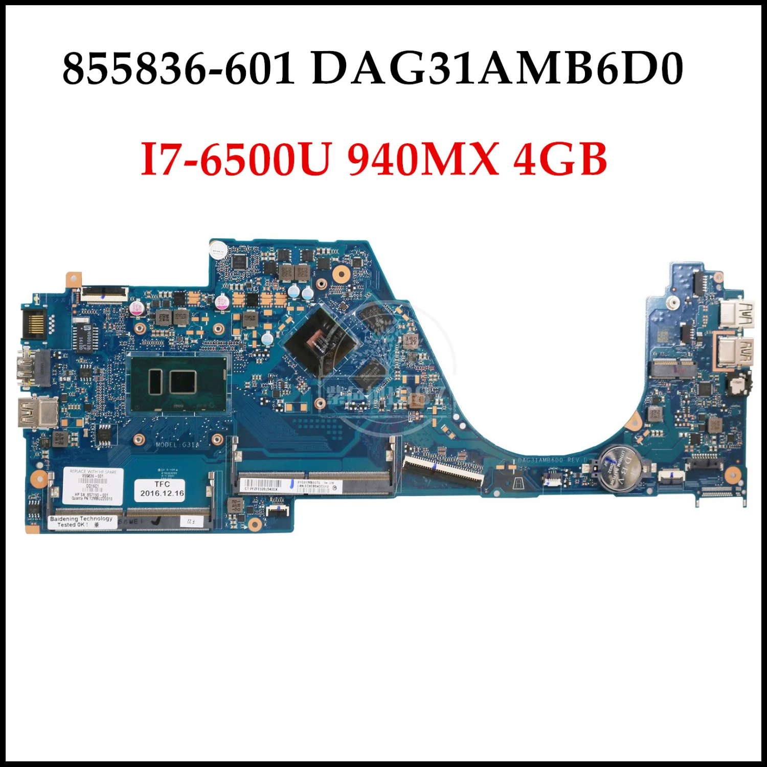 Качественная материнская плата для ноутбука HP Pavilion 14-AL модель 855836-601 DAG31AMB6D0 G31A