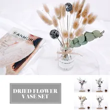Сушеная Цветочная ваза домашний Декор Цветы сушеный цветок набор лагурус оватус сушеный цветок стекло изысканный Kapok реквизит для фотосессии фестиваль