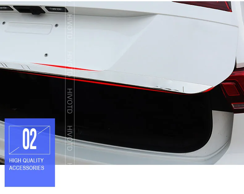 Hivotd For VW Volkswagen Tiguan stainless steel Rear Trunk Door Handle Cover Tail Gate Trim Bezel Molding Styling