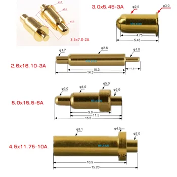 

2 pcs Pogo pin Connector Low Voltage High Current 3A 6A 10A 12V DC Gold plated 3um Contact Pin Spring Loaded Probe Thimble