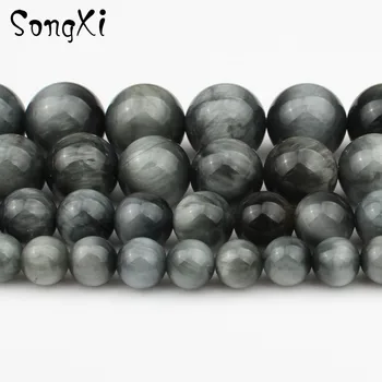 

Natural A+ Hawk Eye Stone Round Loose Beads for Jewelry Making 6/8/10/12MM Diy Charm Bracelet Necklace Wholesale Perles 7.5 Inch