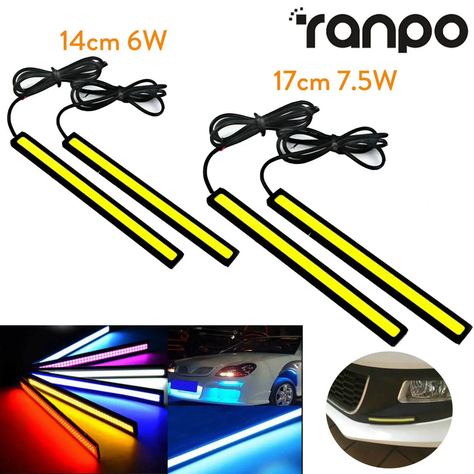 

2Pcs 14/17CM Super Bright Car LED Fog Bulb COB Styling DRL DC 12V LED DIY DRL Car Fog Lights Day Running Light Strip Waterprof