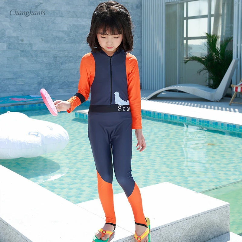 Kids Rash Guard with Long Sleeve Children One Piece Swimsuit Girls Surfing  Wear Baby Swimming Pool Suit Child Water Sport Suit|Rash Guard| - AliExpress