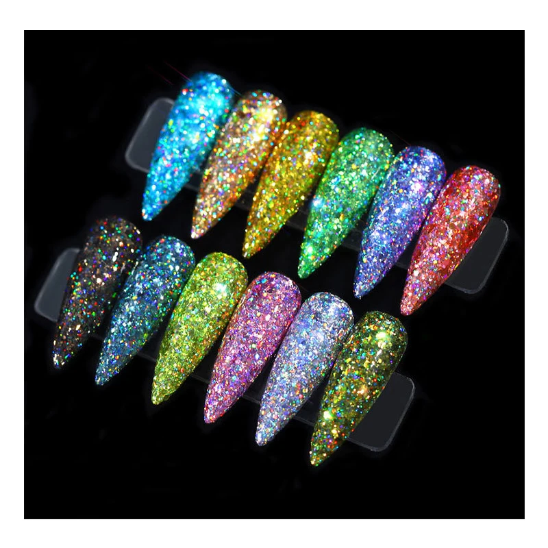 Блестки для ногтей 3D разноцветные Блестки для ногтей шестигранные DIY Слайдеры для ногтей Пыль для художественных украшений