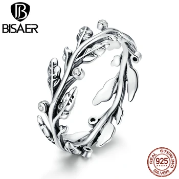 

BISAER 100% 925 Sterling Silver Forever Clear CZ Classical Branches Finger Rings Women Dubai Wedding Bridal Jewelry GXR669