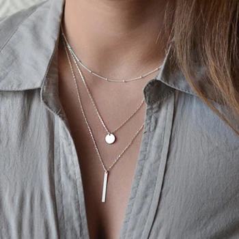 

Women Charming Gold Chain Necklace Jewelry Ladies Simple Shiny Coin Sequin Party Girl Gifts Fashion Multilayer Pendant Necklaces